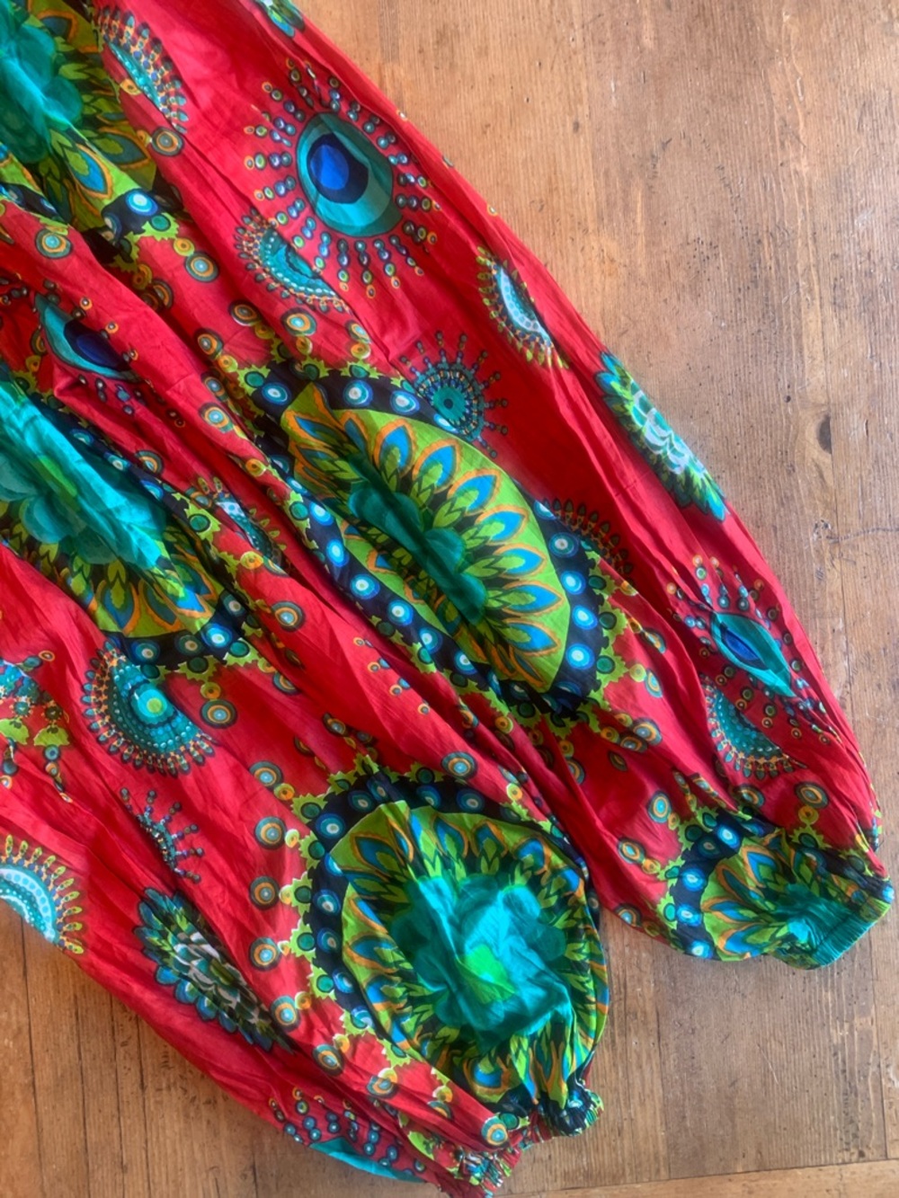 Cotton Red Floral Medallion Bohemian Puff Jogger Pant - Picture 10 of 16